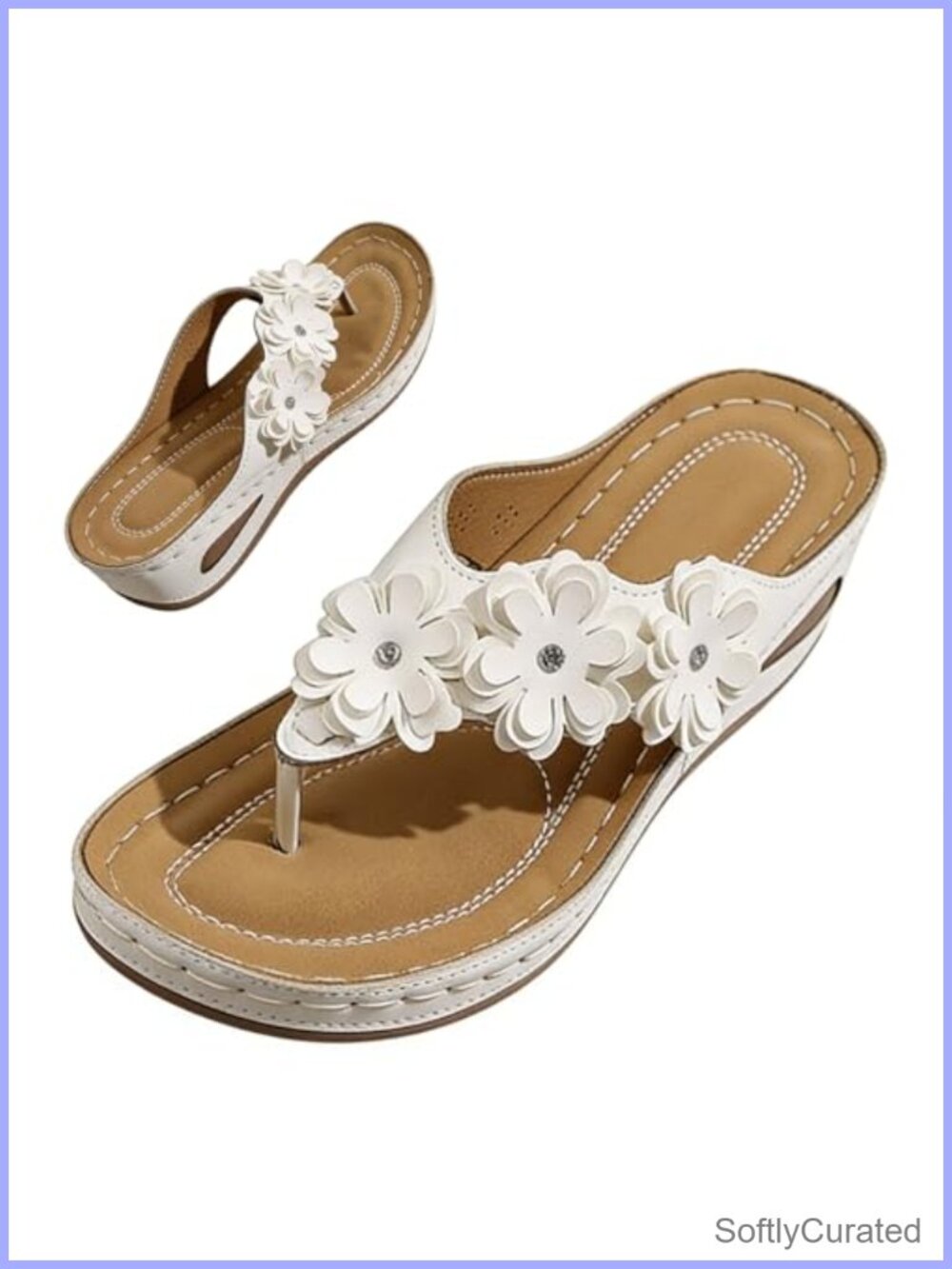Orthopedic Arch Support Floral Wedge Sandals Slide Thong Slip On